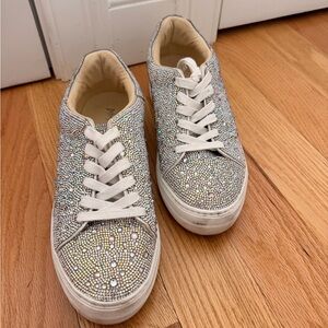 Betsey Johnson Silver Rhinestone Sneakers